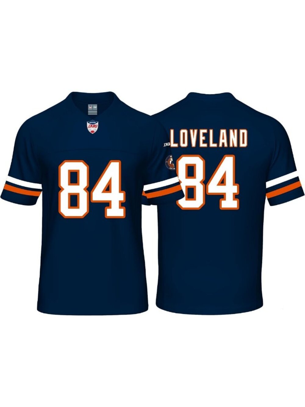 Unisex Football Stitched T-Shirt - Vibrant Orange, White & Navy - Youth & Adult